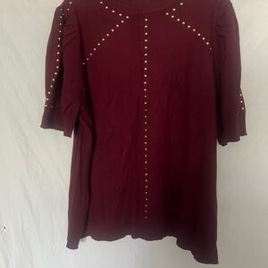 Belldini Burgundy gold Studded Crew Neck Sweater size 2X